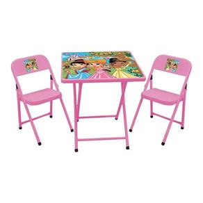 Conjunto Mesa e Cadeiras Infantil Princesas Rosa - Rosa