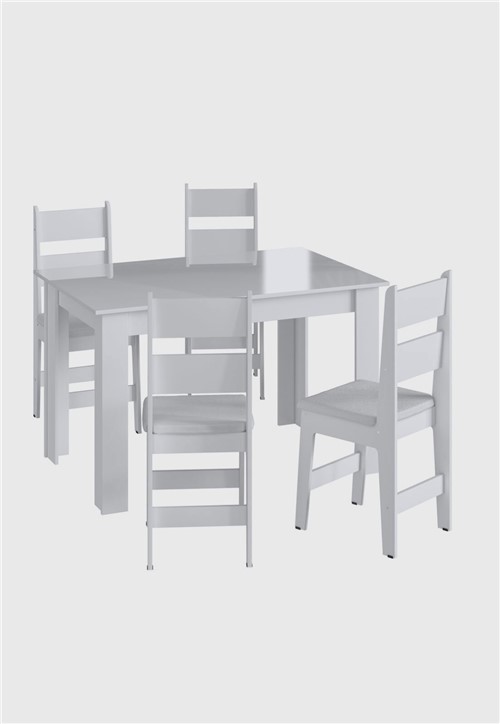Conjunto Mesa Fixa 4 Cadeiras Branco MÃ³veis CanÃ§Ã£o - Branco - Dafiti