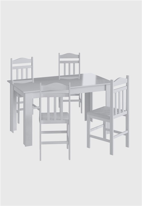 Conjunto Mesa Fixa 4 Cadeiras Branco MÃ³veis CanÃ§Ã£o - Branco - Dafiti