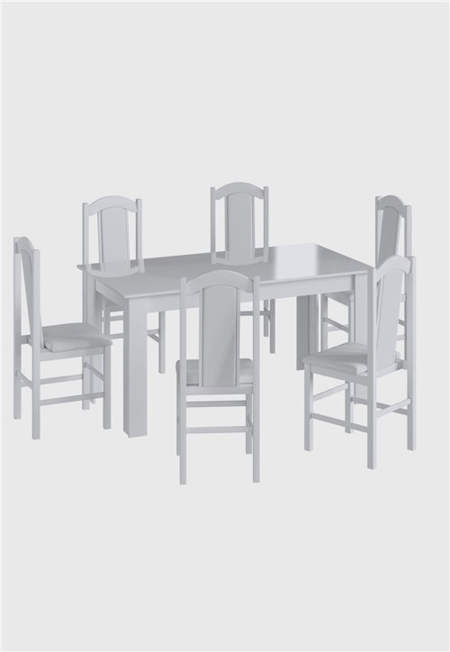 Conjunto Mesa Fixa 6 Cadeiras Branco MÃ³veis CanÃ§Ã£o - Branco - Dafiti