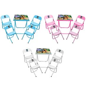 Conjunto Mesa Infantil Dobrável com 04 Cadeiras em Aço - Utilaço - Rosa