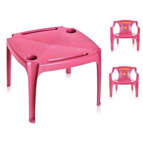 Tudo sobre 'Conjunto Mesa Mesinha Infantil com 2 Cadeiras Poltrona Meninas Rosa'