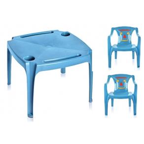 Conjunto Mesa Mesinha Infantil com 2 Cadeiras Poltrona Meninos Azul