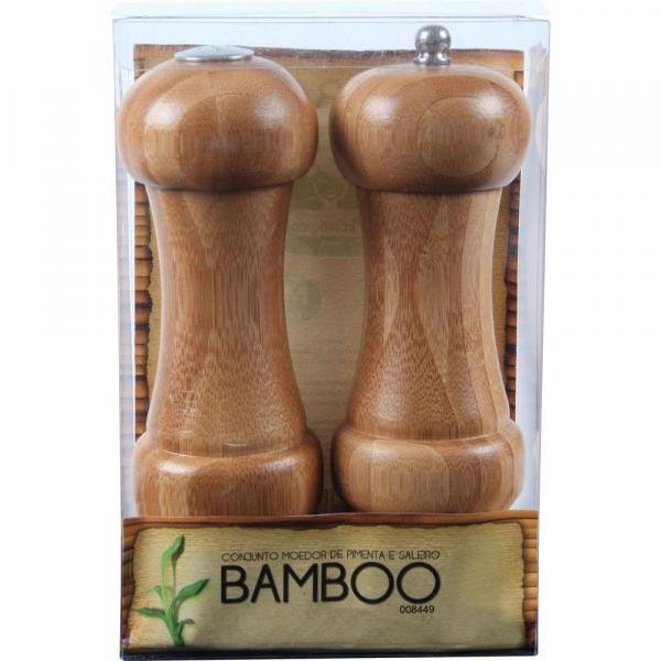 Conjunto Moedor Pimenta e Saleiro Bamboo - Mor