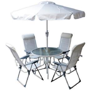 Conjunto Mônaco Alumínio com 1 Mesa e 4 Cadeiras para Jardim - Branco