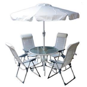 Conjunto Mônaco Alumínio com 1 Mesa e 4 Cadeiras para Jardim - Branco