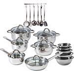 Conjunto Panelas Inox 6 Peças + Tigelas 5 Peças + Conjunto Utensílios 7 Peças La Cuisine