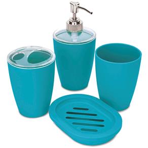 Conjunto para Banheiro em Plástico 4 Peças - Hauskraft - Azul