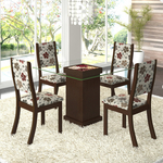 Conjunto para Sala de Jantar Mesa e 4 Cadeiras Viero Iris Choco/Primavera