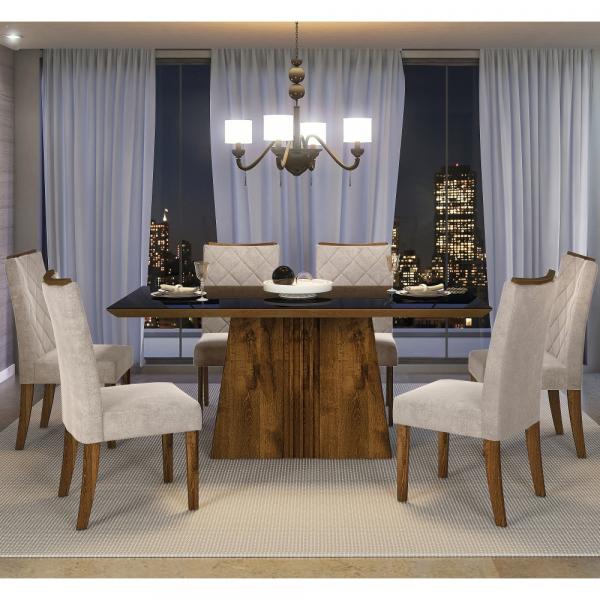 Conjunto para Sala de Jantar Mesa Italia (1700X900) com 06 Cadeiras Golden - Dj Móveis