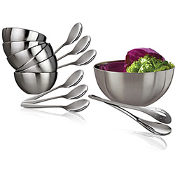 Conjunto para Salada e Sobremesa 15 Peças Inox - Euro