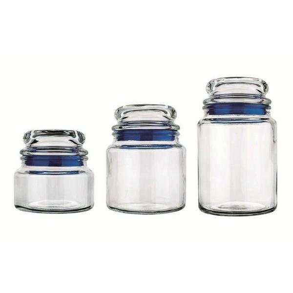 Conjunto 3 Potes de Vidro Multiuso 9040 Azul - Euro