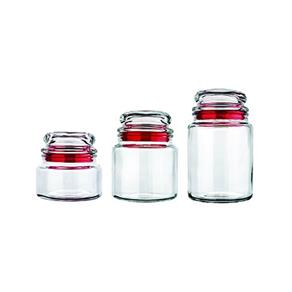 Conjunto Potes de Vidro Multiuso 3 Peças Euro - Vermelho
