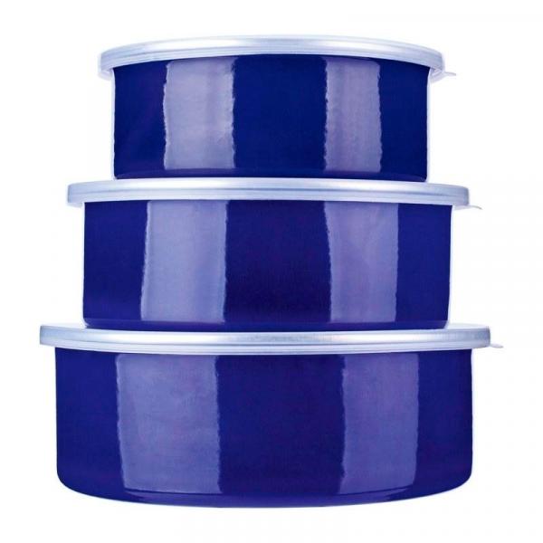 Conjunto 3 Potes Esmaltados Azul Agatha Euro