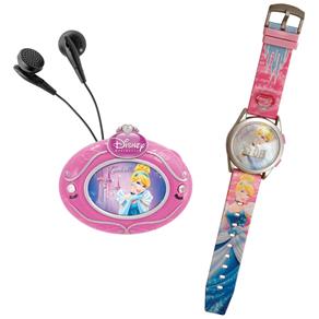 Conjunto Rádio FM e Relógio Digital Candide Princesas Cinderela Rosa
