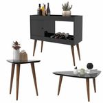 Conjunto Sala com Aparador Brilhante / Mesa de Centro e Apoio Retrô Valentina - Preto Lojas Movex