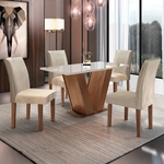 Conjunto Sala de Jantar Mesa Classic 120cm com Vidro e 4 Cadeiras Classic Cel Móveis