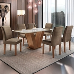 Conjunto Sala de Jantar Mesa Classic 160cm com Vidro e 6 Cadeiras Classic Cel Móveis