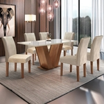 Conjunto Sala de Jantar Mesa Classic 160cm com Vidro e 6 Cadeiras Classic Cel Móveis
