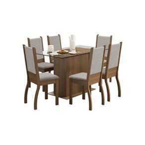 Conjunto Sala de Jantar Mesa com 6 Cadeira Madesa Amara Rusticom - CINZA