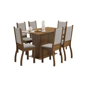 Conjunto Sala de Jantar Mesa com 6 Cadeira Madesa Greice Rusticom - CINZA