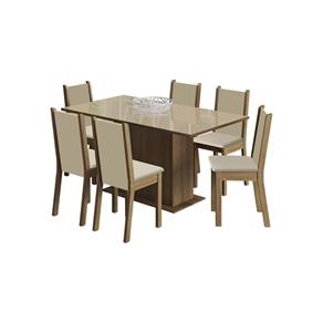 Conjunto Sala de Jantar Mesa com 6 Cadeira Madesa Rusticom - BEGE