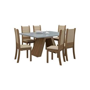 Conjunto Sala de Jantar Mesa com 6 Cadeira Madesa Vasti - BEGE
