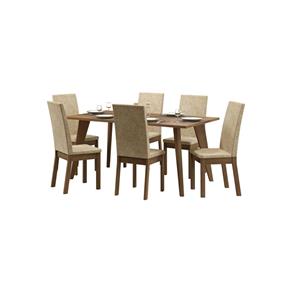 Conjunto Sala de Jantar Mesa com 6 Cadeiras Madesa Ester - BEGE