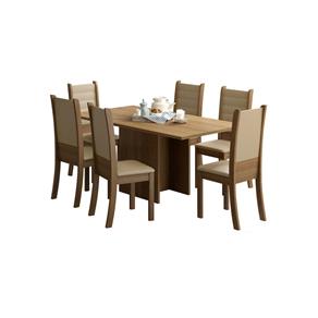 Conjunto Sala de Jantar Mesa com 6 Cadeiras Madesa Helen - BEGE
