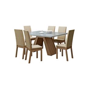 Conjunto Sala de Jantar Mesa com 6 Cadeiras Madesa Vênus - BEGE