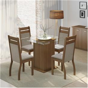 Conjunto Sala de Jantar Mesa e 4 Cadeiras Dijon Madesa - Rustic/Pérola