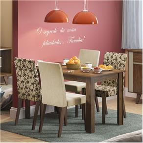 Conjunto Sala de Jantar Mesa e 4 Cadeiras Melina Madesa Floral - Rustic/Saara/Floral