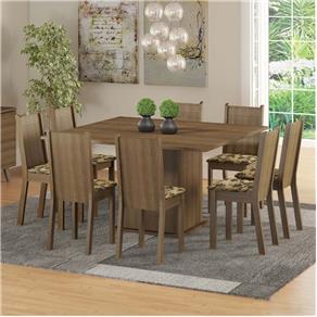 Conjunto Sala de Jantar Mesa e 8 Cadeiras Madesa Clarice - Rustic/Bege/Marrom