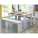 Conjunto Sala de Jantar Mesa e 2 Bancos Querencia Madesa Branco