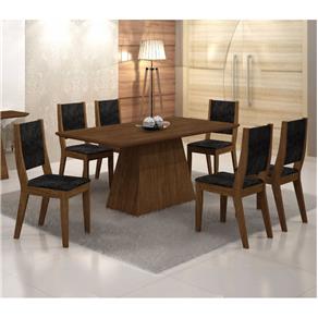 Conjunto Sala de Jantar Mesa Luna 180cm e 6 Cadeiras Isis - Preto