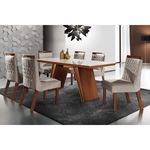 Conjunto Sala de Jantar Mesa Tampo MDF e 6 Cadeiras Atlanta Tik Plus Siena Móveis Castanho