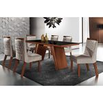 Conjunto Sala de Jantar Mesa Tampo MDF e 6 Cadeiras Atlanta Tik Plus Siena Móveis Castanho