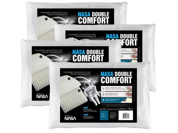 Conjunto Travesseiro Espuma Viscoelástica 4 Peças - Fibrasca NASA Double Comfort