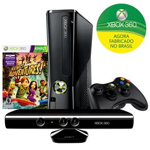 Console Microsoft Xbox 360 com 4GB de Memória + Controle Sem Fio + Kinect + Jogo Kinect Adventures - Xbox 360