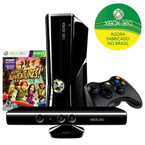 Console Microsoft Xbox 360 com 250GB de Memória + Controle Sem Fio + Kinect + Jogo Kinect Adventures - Xbox 360