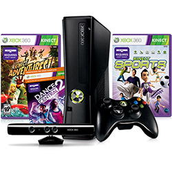 Console Oficial Xbox 360 250Gb com Kinect - Edição Especial Limitada com 3 Jogos e 1 Mês de Assinatura Xbox LIVE Gold