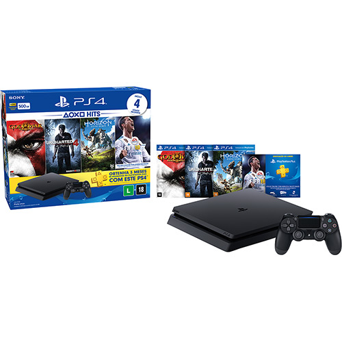 Console Playstation 4 Hits Bundle + 4 Jogos - Sony