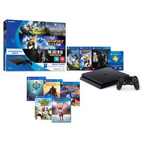 Console Playstation 4 Slim 500 GB - Pacote Playstation Hit + Rabbids Invasion + NHL 16 + The Technomancer + Song Of The Deep + Saints Row IV