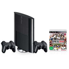 Console Playstation 3 Sony com 250 GB de Memória + Jogo Pro Evolution Soccer 2014 + 2 Controles Sem Fio Dualschock 3