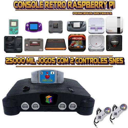 Tudo sobre 'Console Retrô Mini N64 RetroPie 25.000 Jogos + 2 Controles SNES'