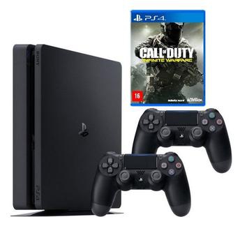 Console / Sony / Playstation 4 Slim / 1TB / 2 Controles - Preto + Jogo Call Of Duty - Infinite Warfare