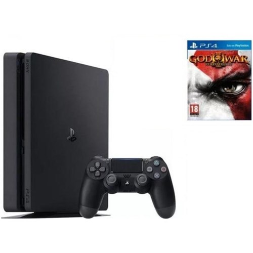 Console / Sony / Playstation 4 Slim / 500Gb / 1 Controle - Preto + Jogo God Of War 3 Remasterizado