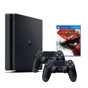 Console / Sony / Playstation 4 Slim / 500GB / 2 Controles - Preto + Jogo God Of War 3 Remasterizado