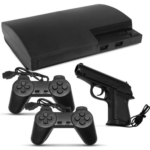 Console Vídeo Game Polystation 3 Retrô com Controle e Joystick de Pistola Bivolt