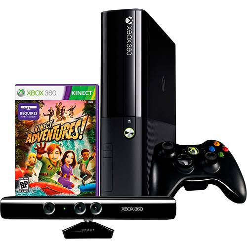 Console Xbox 360 4GB + Kinect Sensor + Game Kinect Adventures + Controle Sem Fio